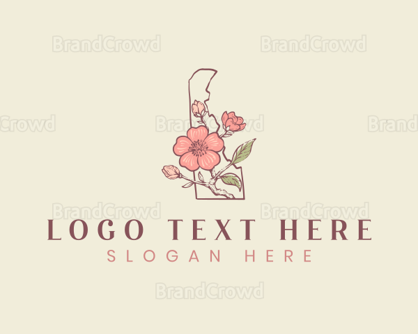 Peach Blossom Flower Logo