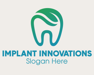 Dental Green Leaf Tooth Dentist logo design