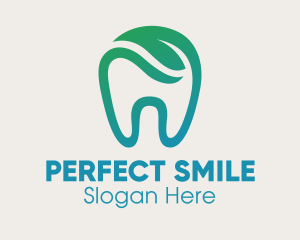 Braces - Dental Green Leaf Tooth Dentist logo design