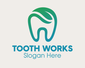 Tooth - Dental Green Leaf Tooth Dentist logo design