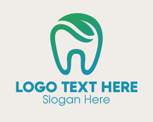Teeth - Dental Green Leaf Tooth Dentist logo design