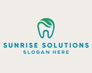 Dental Green Leaf Tooth Dentist logo design