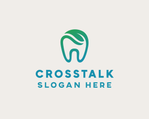 Dental Green Leaf Tooth Dentist logo design