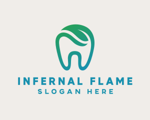 Dental Green Leaf Tooth Dentist logo design