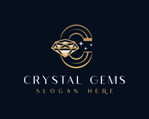 Diamond Gemstone Letter C logo design