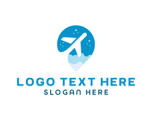 Location Pin - Plane Travel Flight logo design
