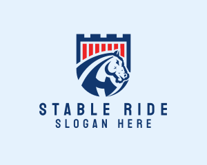 Horseback - Bronco Horse Shield logo design