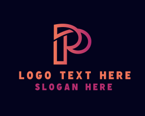 Letter P - Double Cyberspace Programmer logo design