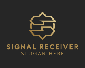 Gold Cryptocurrency Letter S logo design