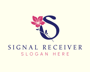 Botanical Nature Flower Letter S logo design