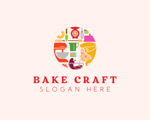 Woman Baking Tools logo design