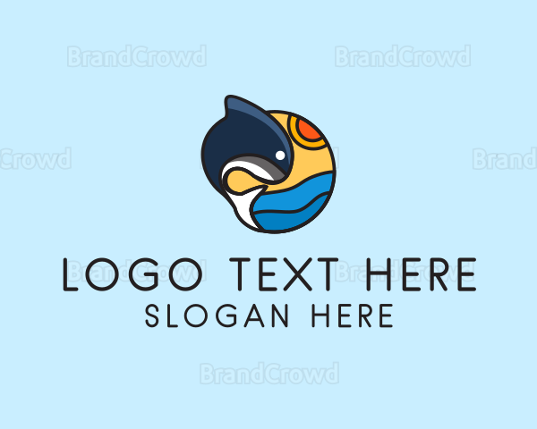 Ocean Whale Cartoon Logo