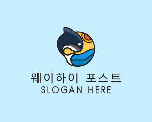 Ocean Whale Cartoon  logo design