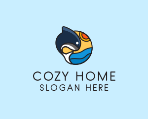 Ocean Whale Cartoon  logo design