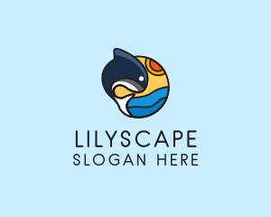 Ocean Whale Cartoon  logo design