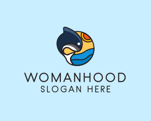 Ocean Whale Cartoon  logo design
