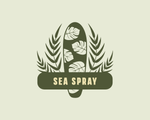 Surfboard Leaf Vacation logo design