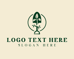 Leaves - Shovel Garden Plant logo design