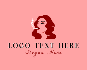 Lady - Cigarette Smoke Woman logo design