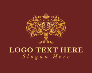 Leaf - Gold Eyes Tree logo design