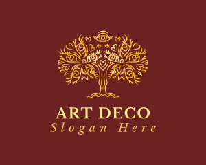 Deco - Gold Eyes Tree logo design