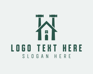 Level Tool - Home Builder Hammer logo design