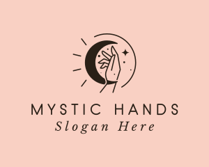 Fortune Telling Moon Hand  logo design