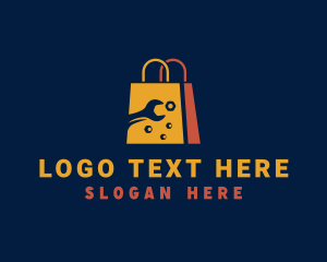 Shopping Mall - Wrench Tool Shopping Bag logo design