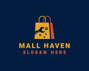 Shopping Mall - Wrench Tool Shopping Bag logo design