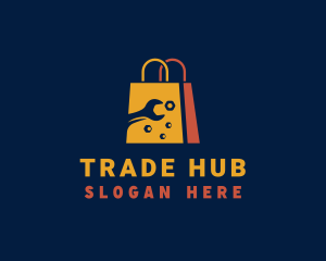 Marketplace - Wrench Tool Shopping Bag logo design