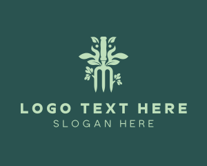 Plant - Leaf Gardening Hand Fork logo design