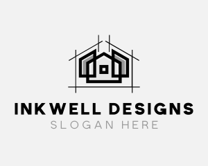 House Architect Blueprint logo design