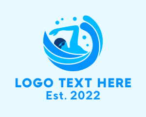 Aquatic Sports - Freestyle Swimmer Swimming logo design