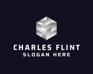 Silver Metallic Cube Logo