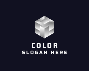 Silver Metallic Cube Logo