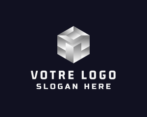 Silver Metallic Cube Logo