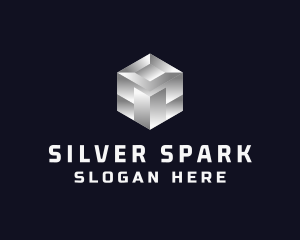 Silver Metallic Cube logo design