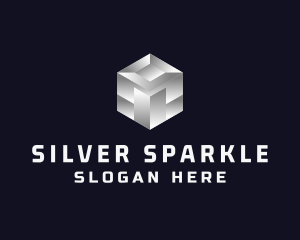 Silver - Silver Metallic Cube logo design