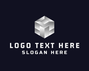 Silver Metallic Cube Logo