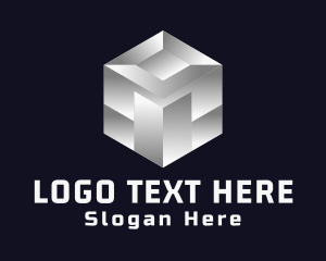 Silver - Silver Metallic Cube logo design