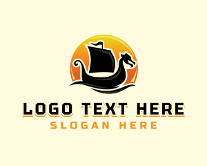 Medieval - Viking Ship Sailing logo design