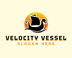 Viking Ship Sailing logo design