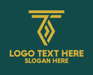 Bars - Golden Letter T logo design