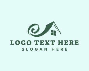 Home Improvement - Home Roofing Ribbon logo design