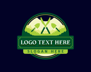 Lawn - Hedge Shears Shovel logo design