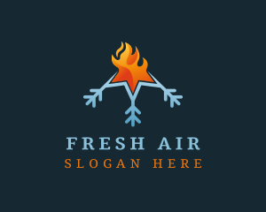 Snowflake Fire Heating logo design