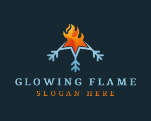 Snowflake Fire Heating logo design