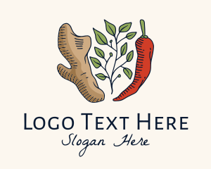 Flavor - Ginger Leaf Spice logo design