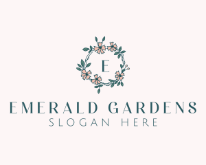 Floral Wedding Wreath logo design