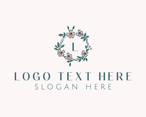 Natural - Floral Wedding Wreath logo design